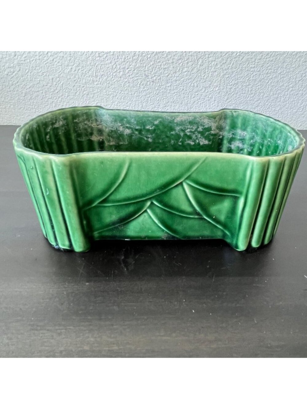 McCoy Green Oval Planter // Art Deco Style // Hole Drilled for Drainage